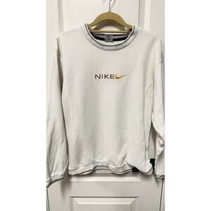 Vintage Nike Jumper Sweater White Embroidered Spell Out Size M Small JFUCL